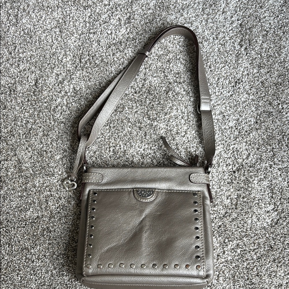 Stylish Gray Leather Brighton Bag